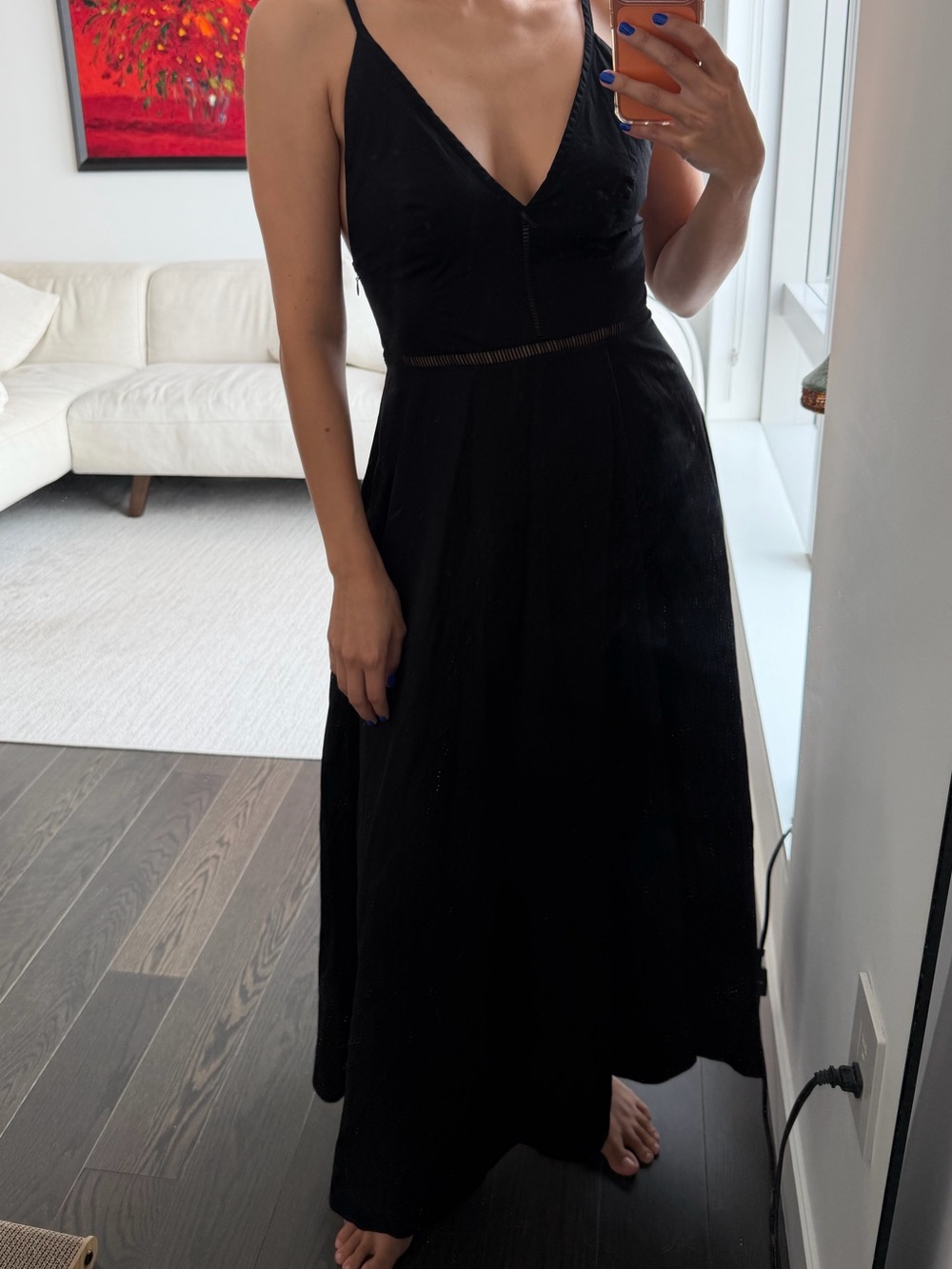 COS Black Sleeveless Maxi Dress | Cutout Waist | Size 4